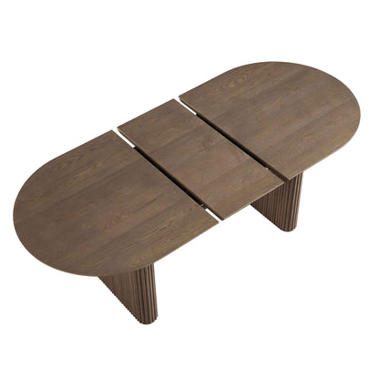 Table à manger ovale extensible Maru 6 à 8 places, chêne argenté