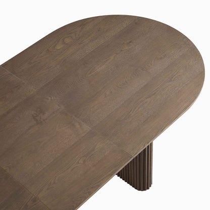 Table à manger ovale extensible Maru 6 à 8 places, chêne argenté