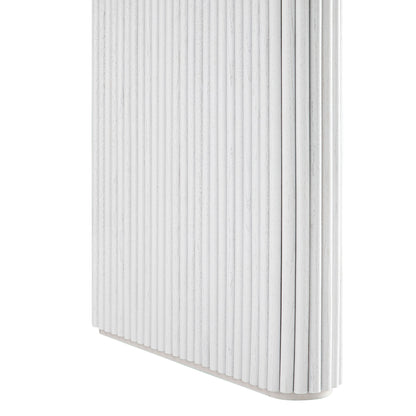 Table à manger ovale extensible Maru 6 à 8 places avec piédestal en chêne, blanc délavé