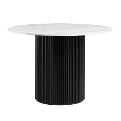 Table à manger ronde Maru avec plateau en céramique noir
