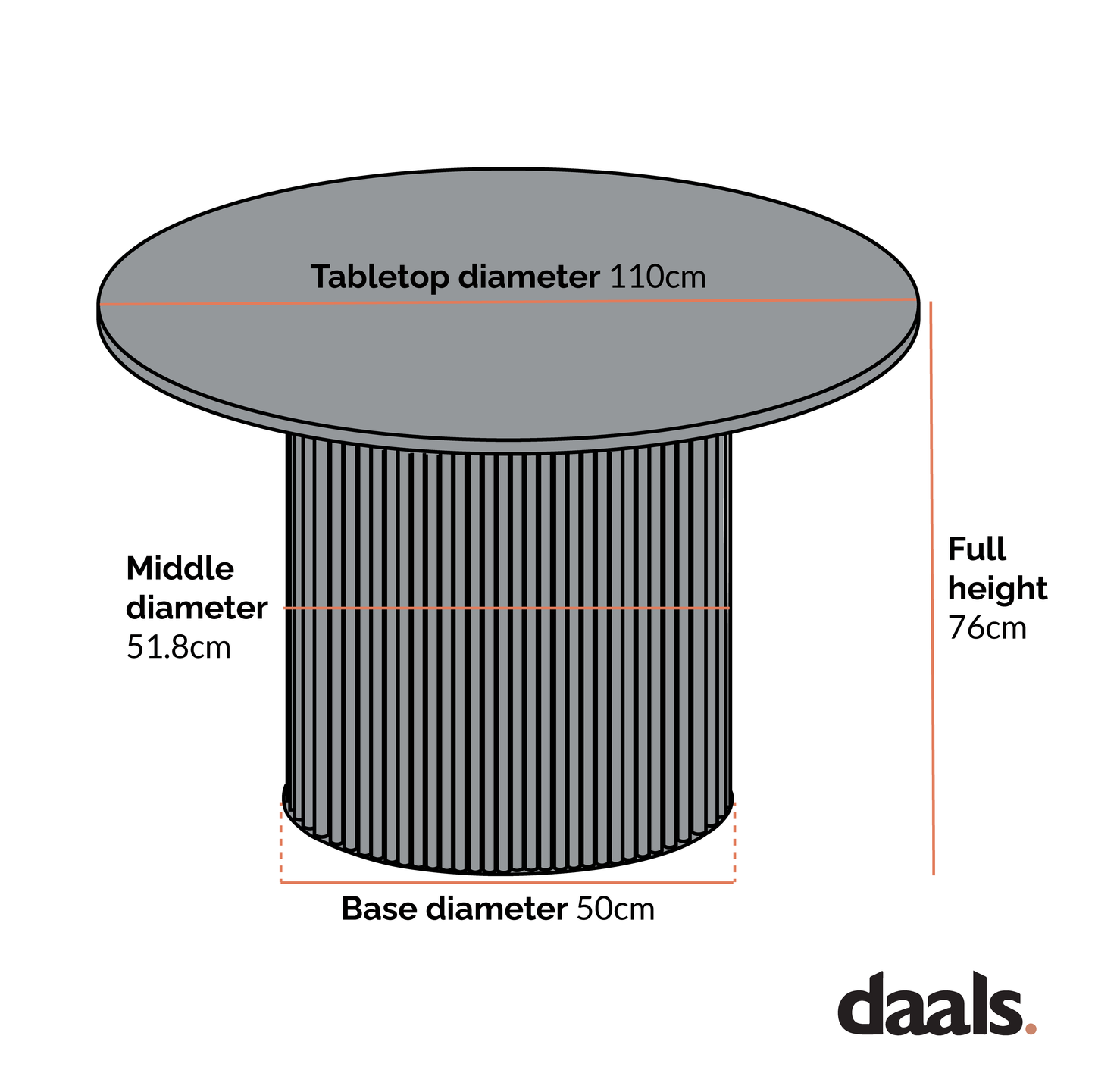 Table à manger ronde Maru avec plateau en céramique noir