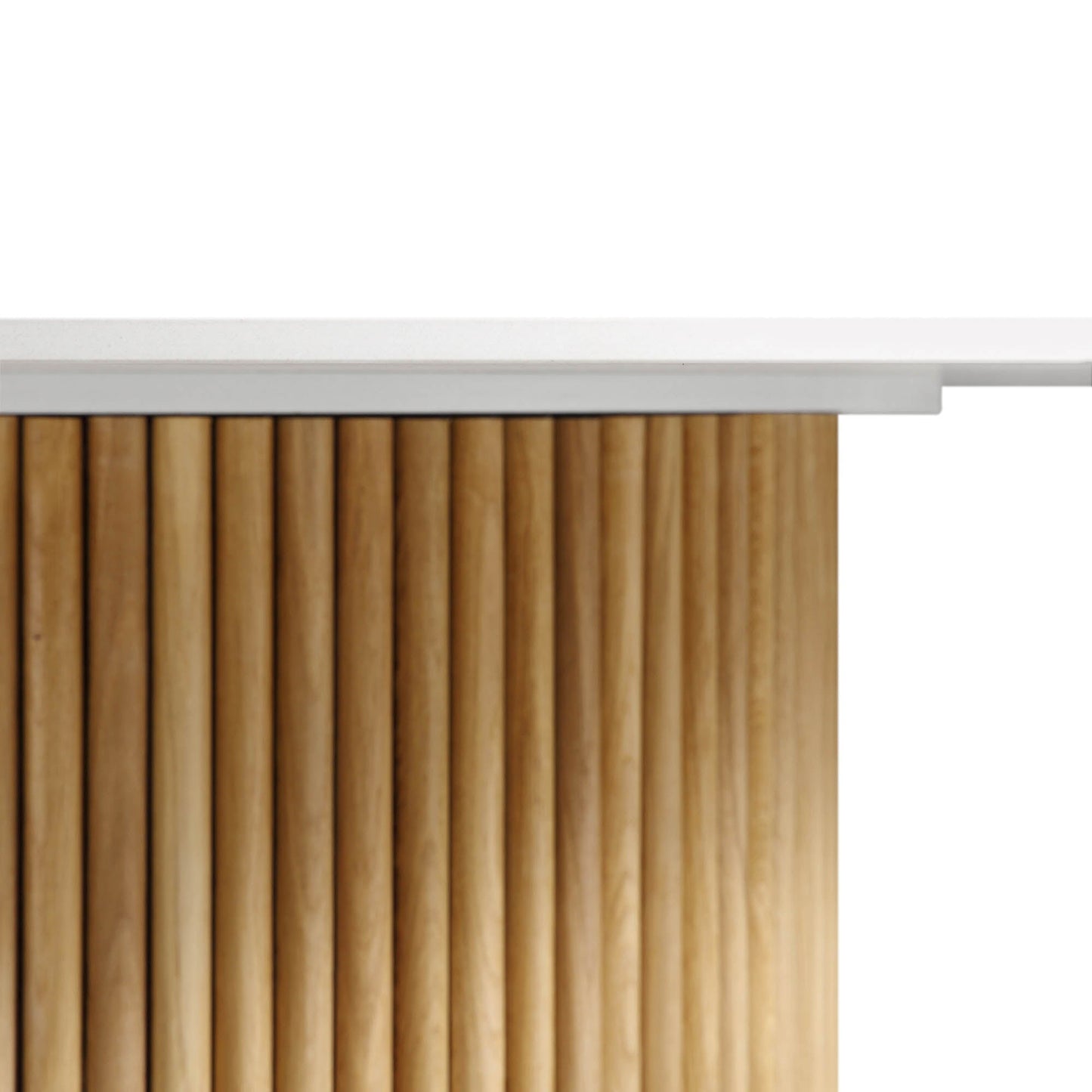 Table à manger ronde Maru avec plateau en céramique et piédestal en chêne