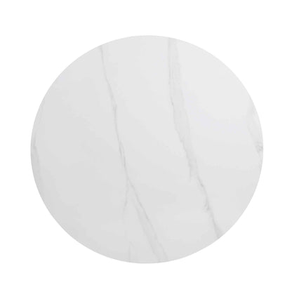 Table à manger ronde Maru avec plateau en céramique et piédestal en chêne argenté