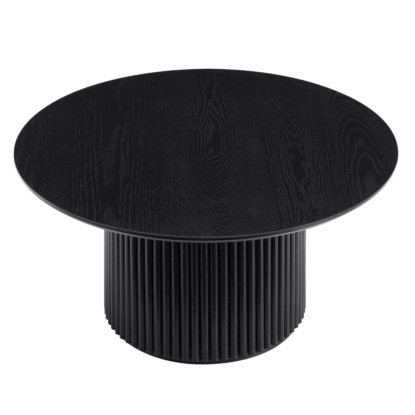 Table basse ronde sur pied en chêne Maru, noire