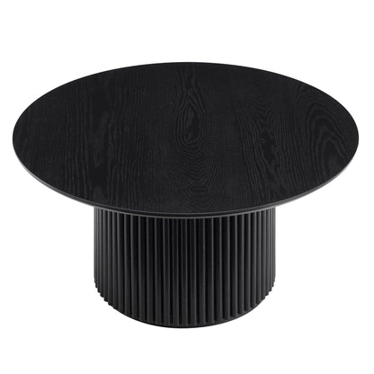 Table basse ronde sur pied en chêne Maru, noire