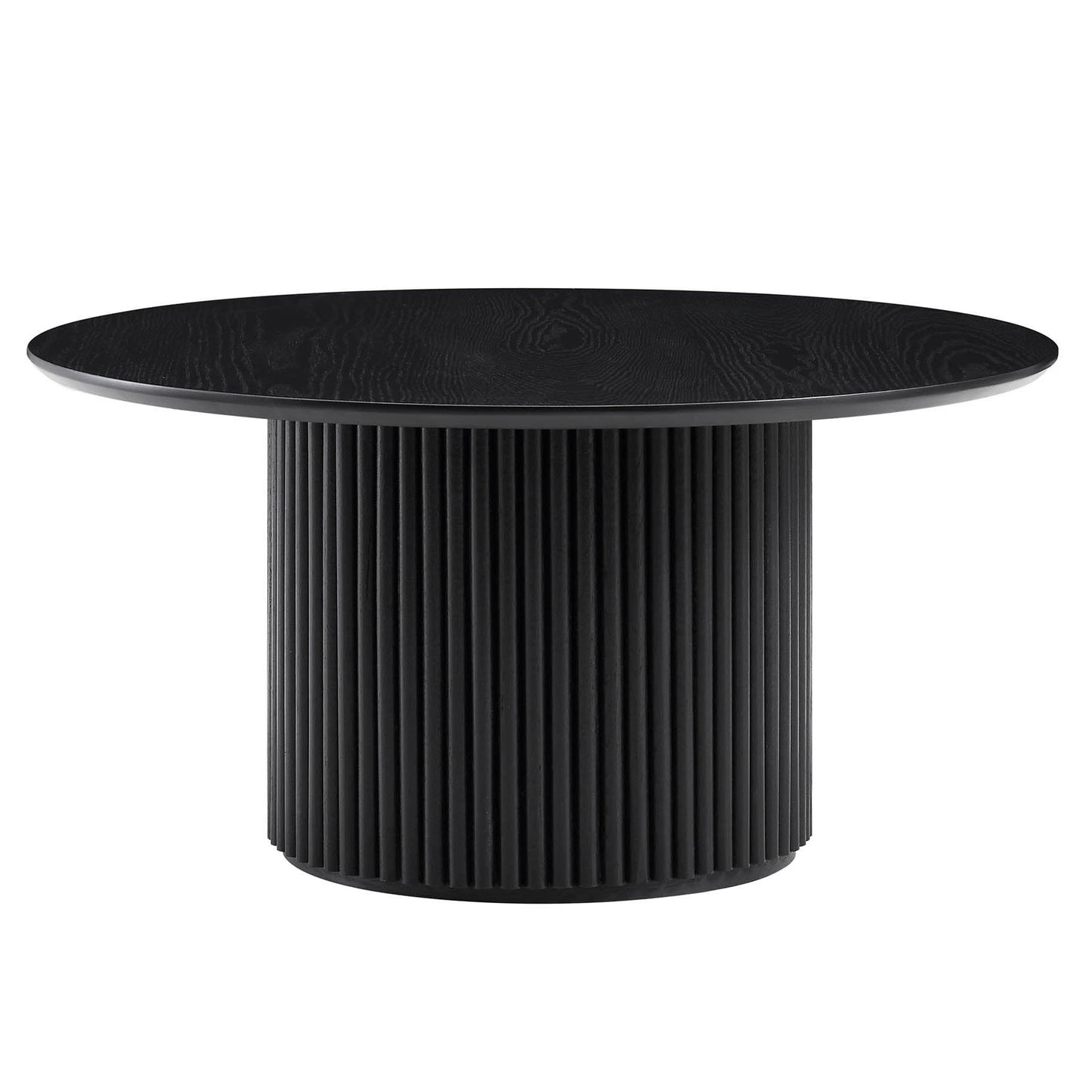 Table basse ronde sur pied en chêne Maru, noire