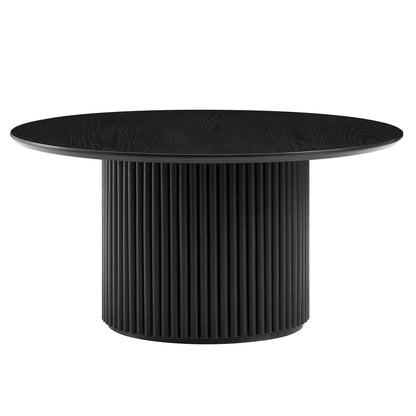 Table basse ronde sur pied en chêne Maru, noire