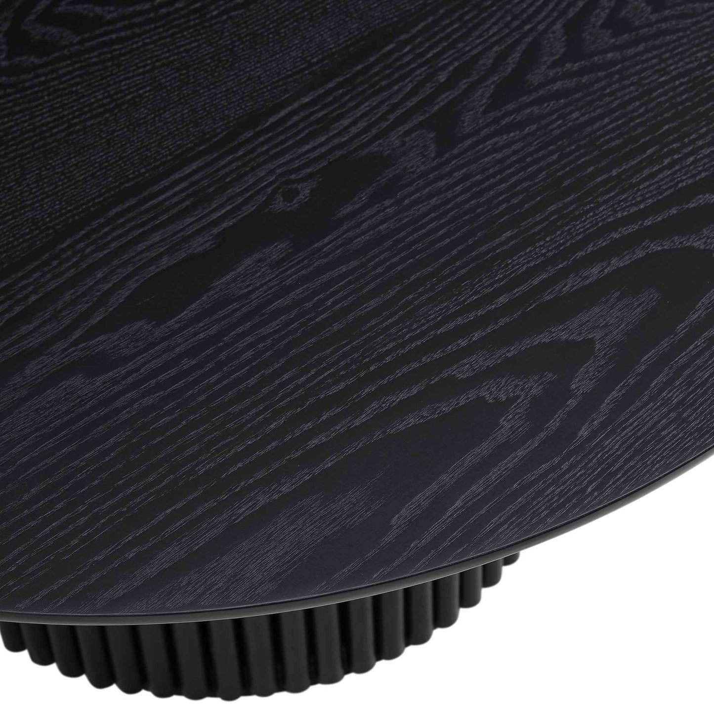 Table basse ronde sur pied en chêne Maru, noire