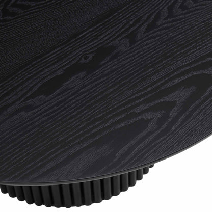 Table basse ronde sur pied en chêne Maru, noire