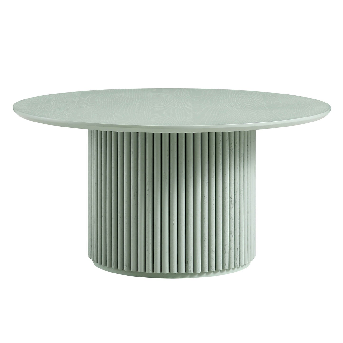 Table basse ronde sur pied en chêne Maru, vert sauge