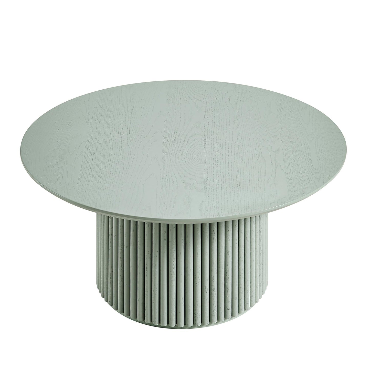 Table basse ronde sur pied en chêne Maru, vert sauge