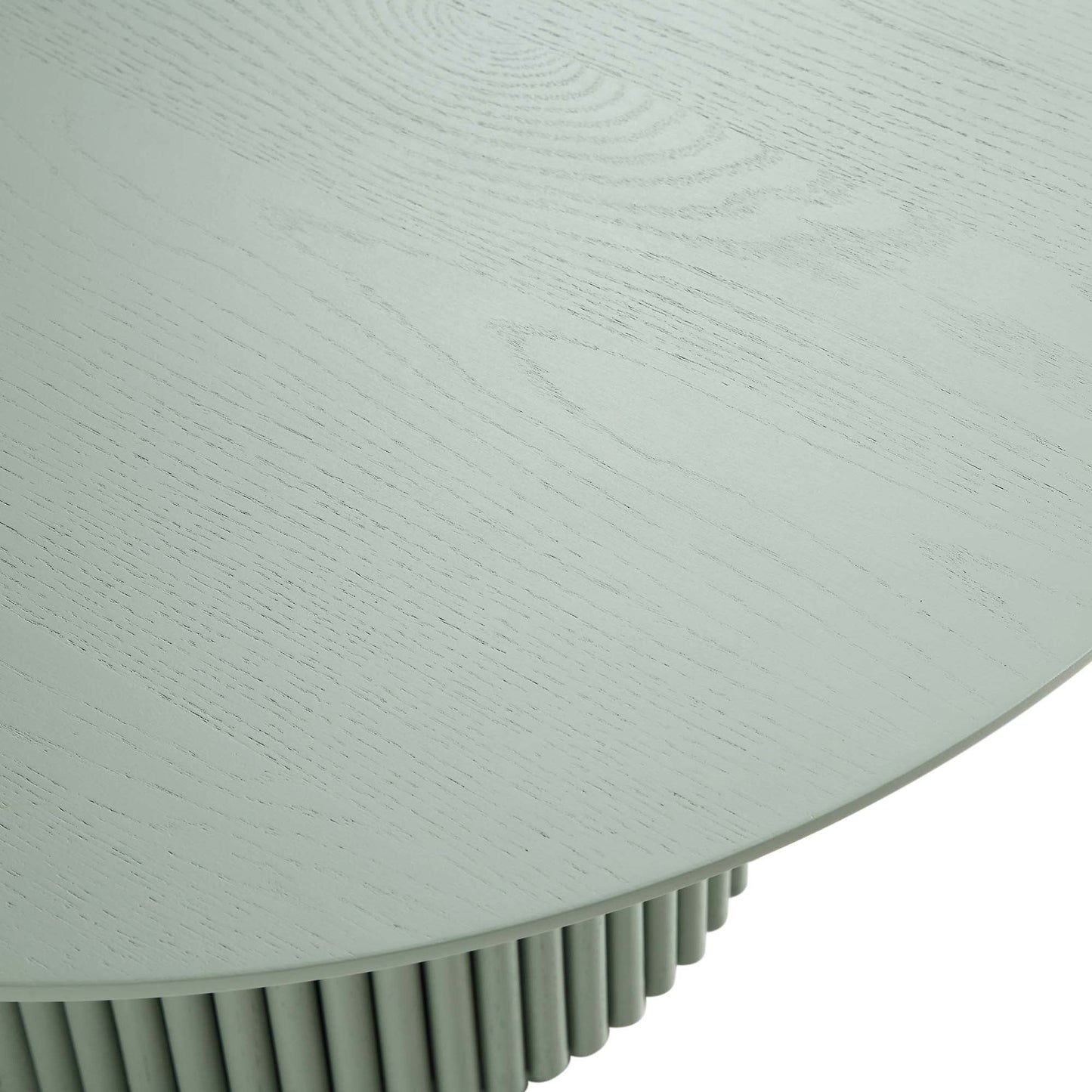 Table basse ronde sur pied en chêne Maru, vert sauge