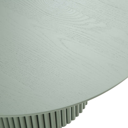 Table basse ronde sur pied en chêne Maru, vert sauge