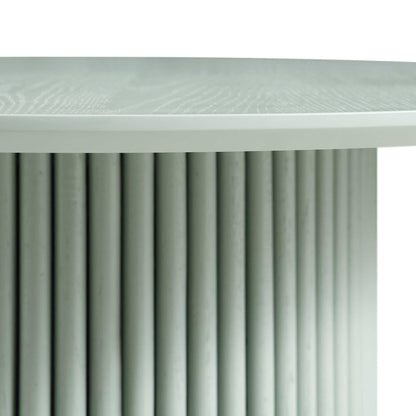 Table basse ronde sur pied en chêne Maru, vert sauge