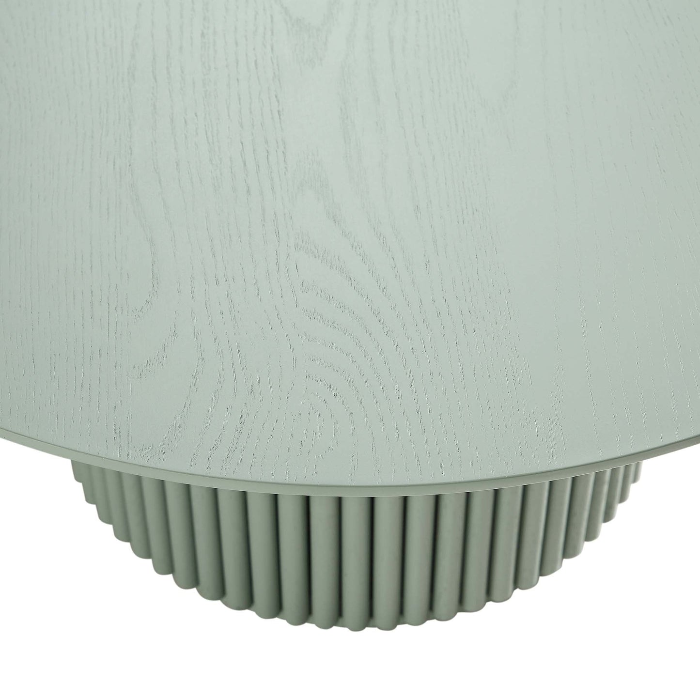 Table basse ronde sur pied en chêne Maru, vert sauge