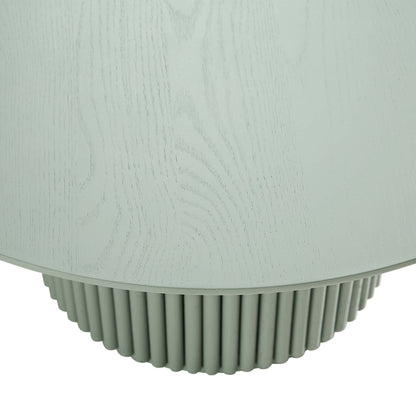 Table basse ronde sur pied en chêne Maru, vert sauge