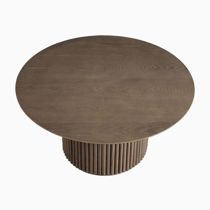 Table basse ronde sur pied en chêne Maru, chêne argenté