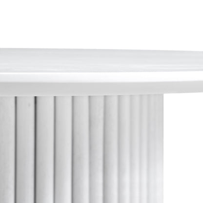 Table basse ronde Maru en chêne, finition blanc délavé