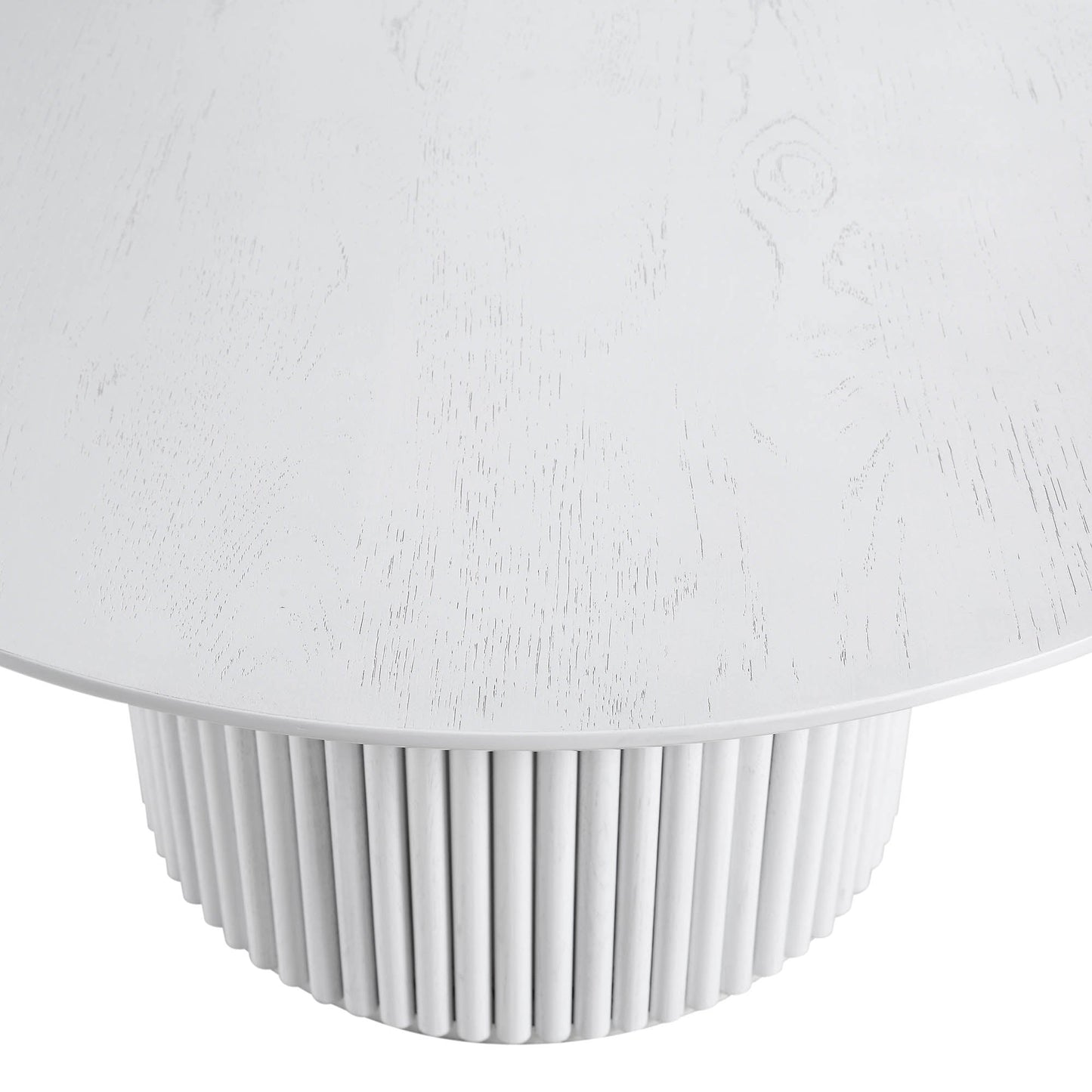 Table basse ronde Maru en chêne, finition blanc délavé