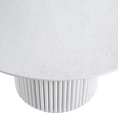 Table basse ronde Maru en chêne, finition blanc délavé