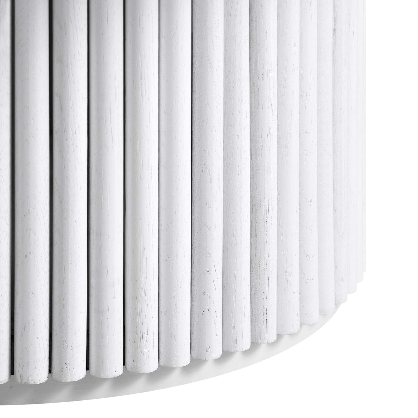 Table basse ronde Maru en chêne, finition blanc délavé