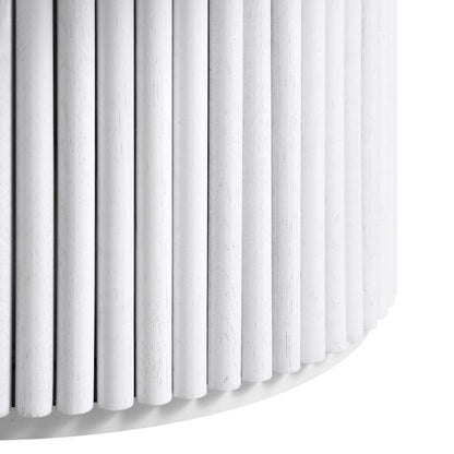 Table basse ronde Maru en chêne, finition blanc délavé