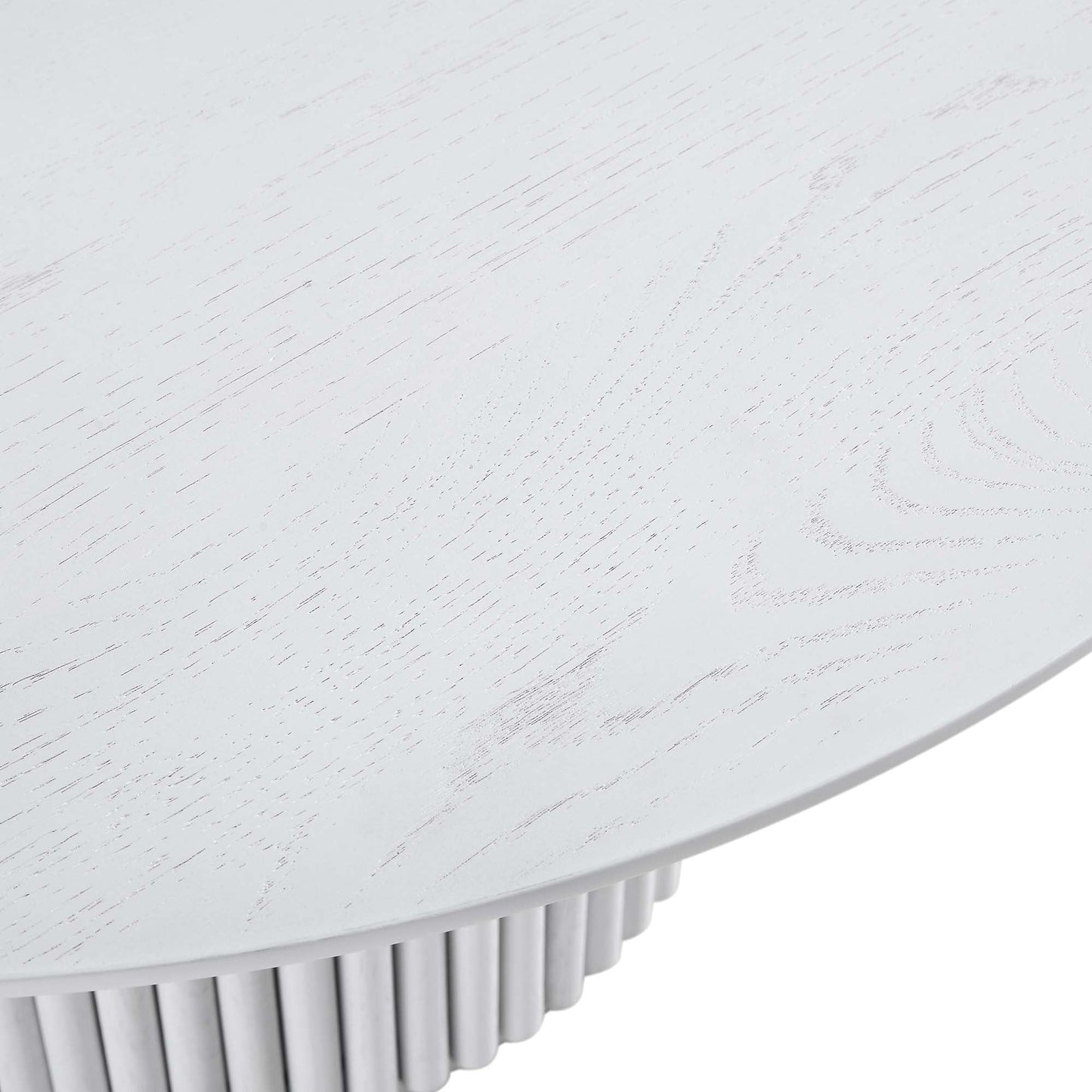 Table basse ronde Maru en chêne, finition blanc délavé