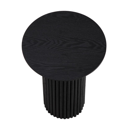 Table d'appoint ronde en chêne Maru, noire