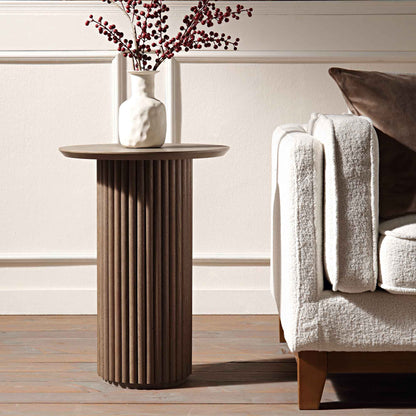 Table d'appoint ronde en chêne Maru, chêne argenté