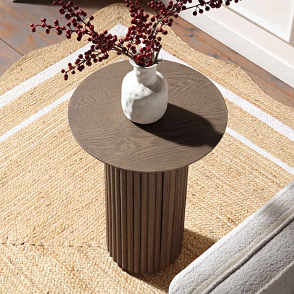 Table d'appoint ronde en chêne Maru, chêne argenté