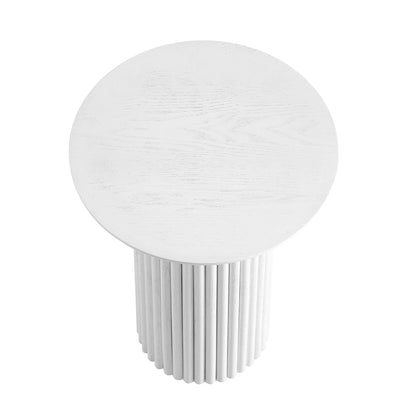 Table d'appoint ronde en chêne Maru, blanc délavé