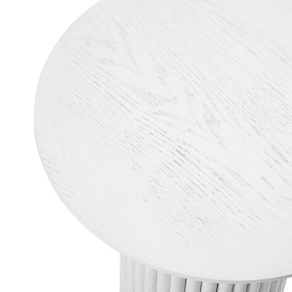 Table d'appoint ronde en chêne Maru, blanc délavé