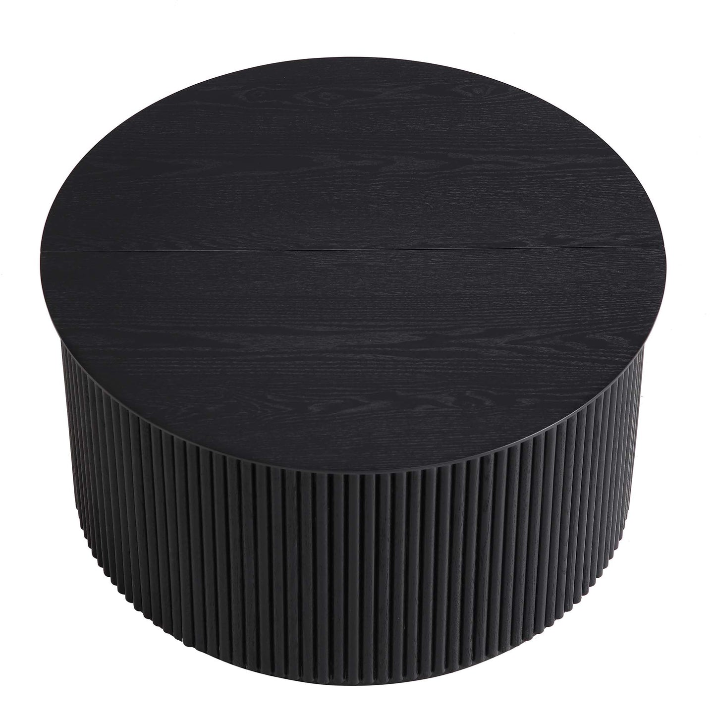 Table basse ronde en chêne Maru avec rangement, noire