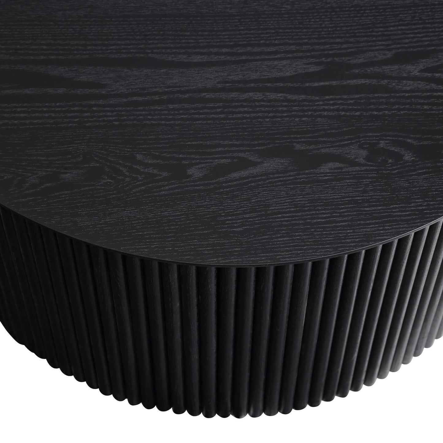 Table basse ronde en chêne Maru avec rangement, noire