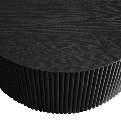Table basse ronde en chêne Maru avec rangement, noire