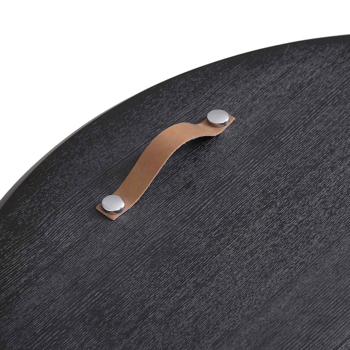 Table basse ronde en chêne Maru avec rangement, noire
