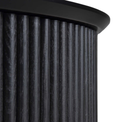 Table basse ronde en chêne Maru avec rangement, noire