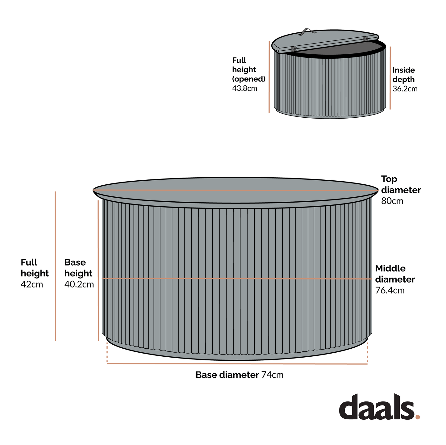 Table basse ronde en chêne Maru avec rangement, chêne argenté