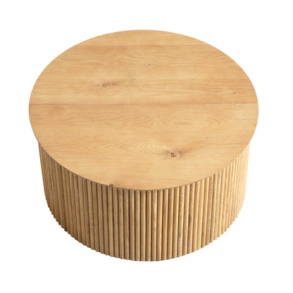 Table basse ronde en chêne Maru avec rangement, chêne