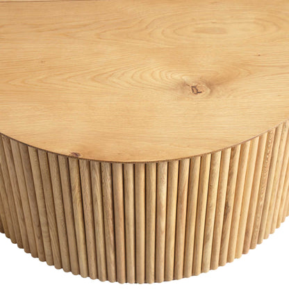 Table basse ronde en chêne Maru avec rangement, chêne