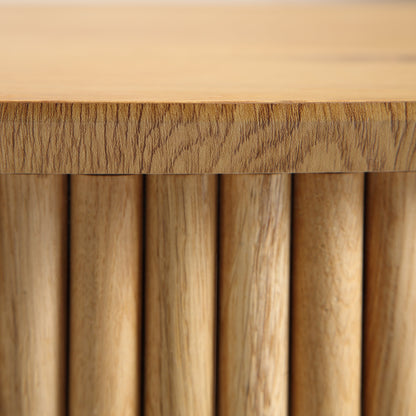 Table basse ronde en chêne Maru avec rangement, chêne