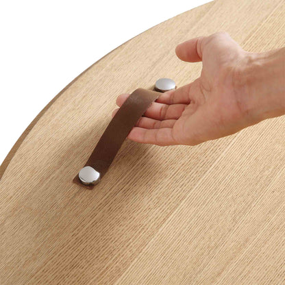 Table basse ronde en chêne Maru avec rangement, chêne