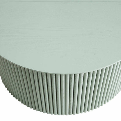 Table basse ronde en chêne Maru avec rangement, vert sauge