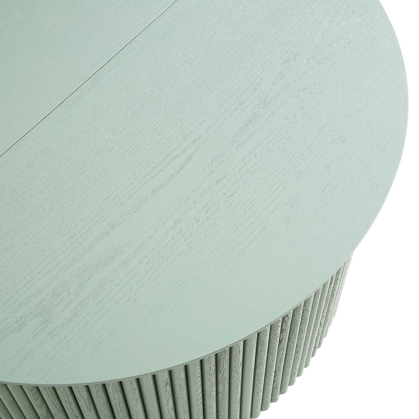 Table basse ronde en chêne Maru avec rangement, vert sauge