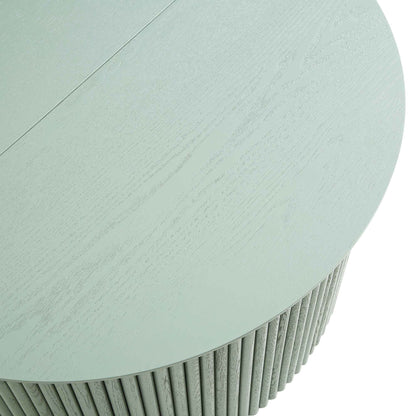 Table basse ronde en chêne Maru avec rangement, vert sauge