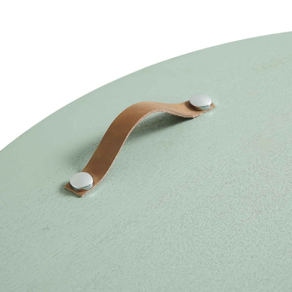 Table basse ronde en chêne Maru avec rangement, vert sauge