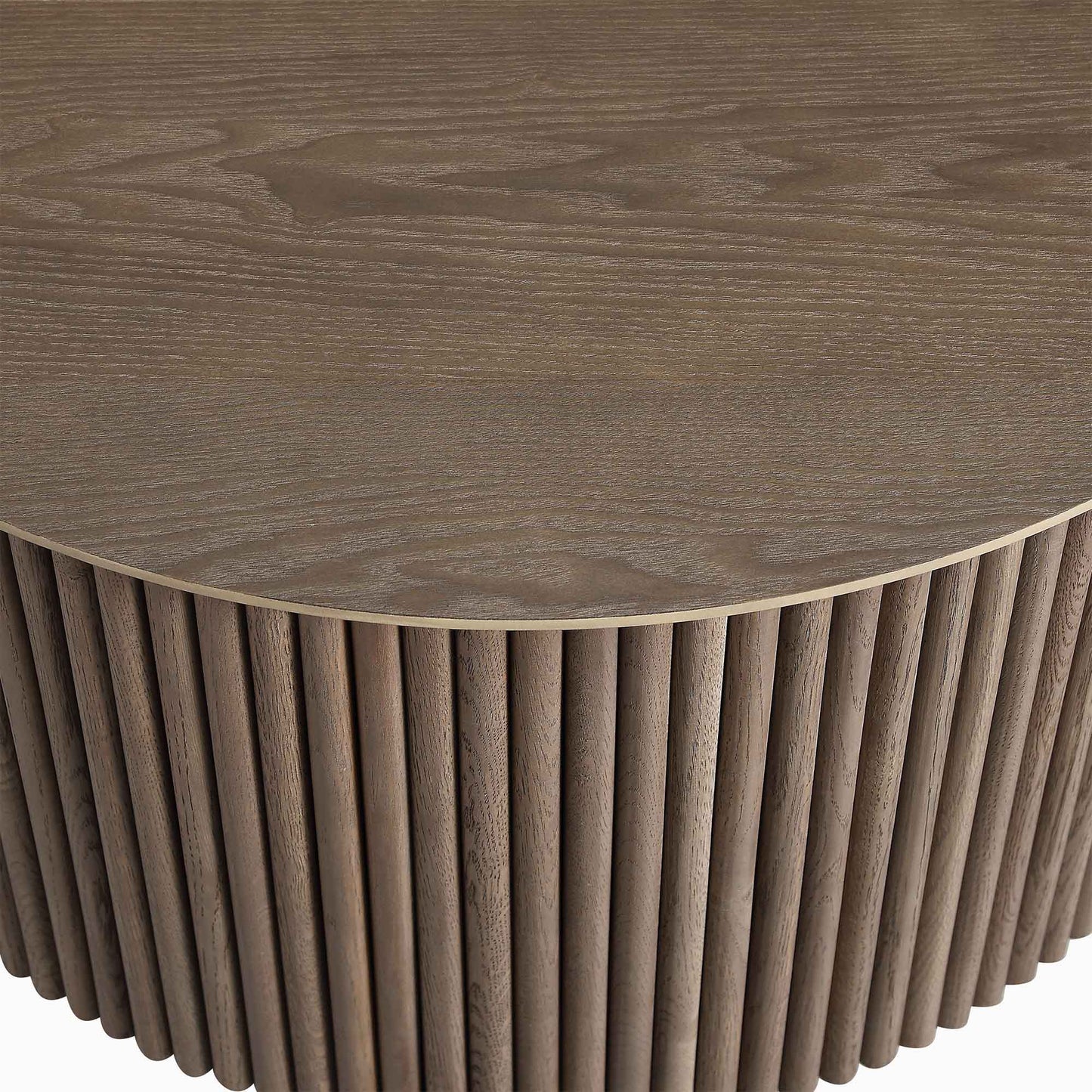 Table basse ronde en chêne Maru avec rangement, chêne argenté