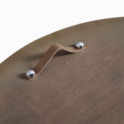 Table basse ronde en chêne Maru avec rangement, chêne argenté