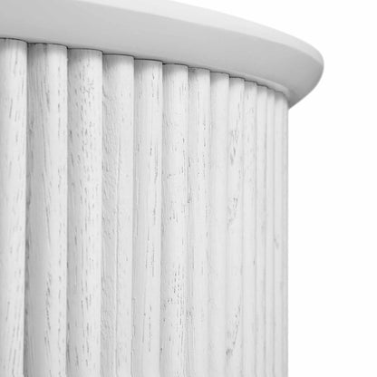 Table basse ronde en chêne Maru avec rangement, blanc délavé