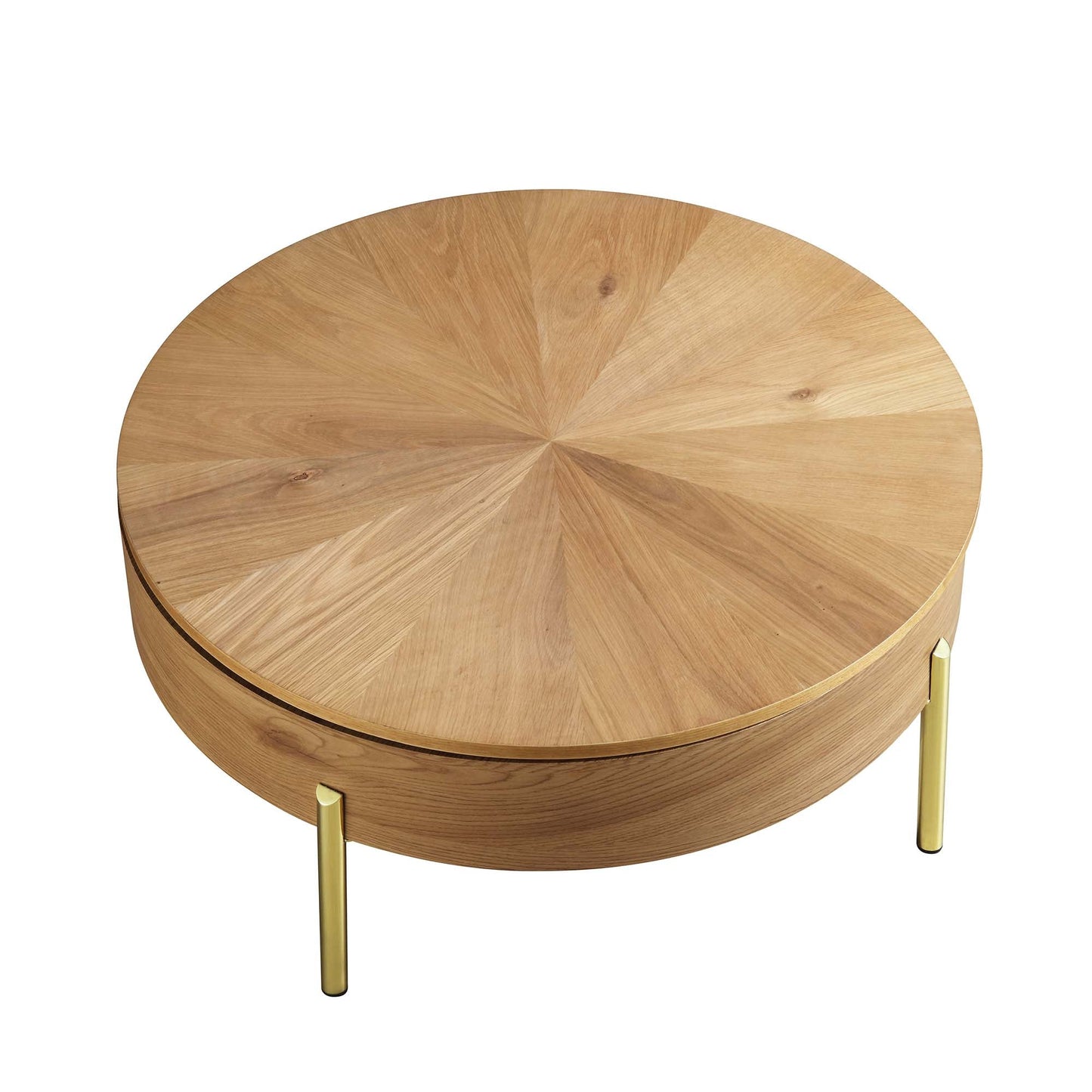 Table basse ronde rotative en chêne Bohdi